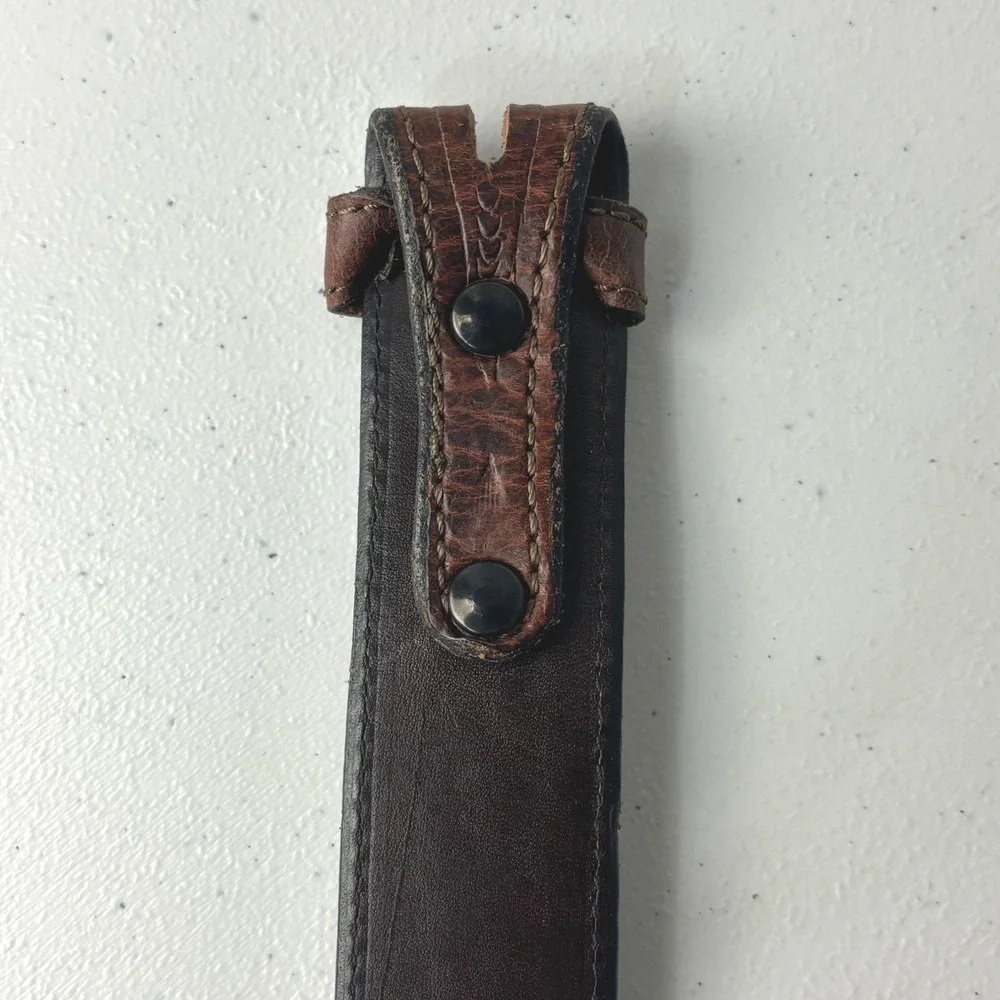 Vogt Vintage Hand Tooled American Bison Brown Leather Western Belt  Size 40